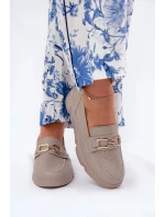 Dámske kožené mokasíny so zlatými detailmi Vinceza - tmavo béžové Dámske kožené mokasíny so zlatými detailmi Vinceza - tmavo béžové