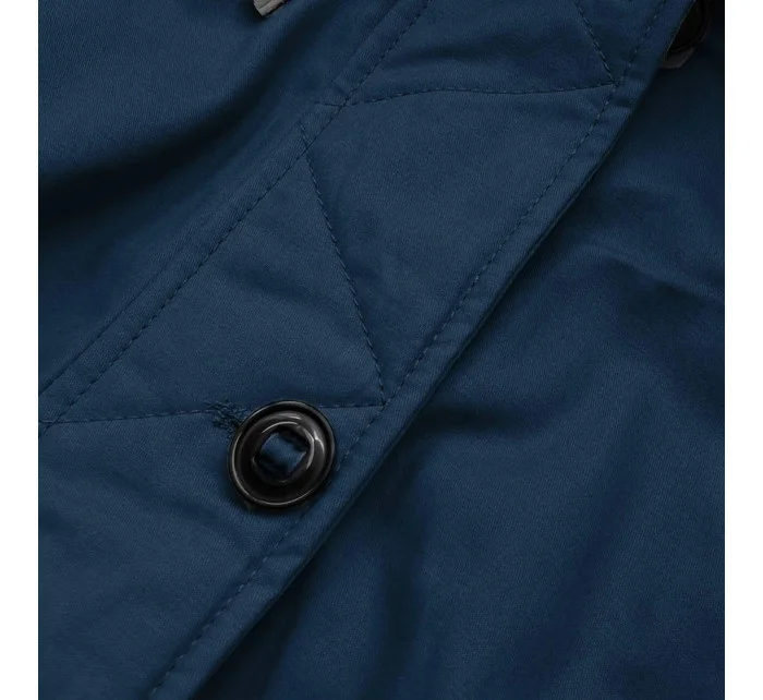 Tmavomodrá a ružová obojstranná dámska zimná bunda s kapucňou (w631) Tmavomodrá a ružová obojstranná dámska zimná bunda s kapucňou (w631)