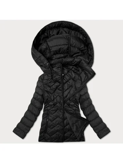 Čierna dámska prešívaná bunda s kapucňou J Style (16M9267-392)
