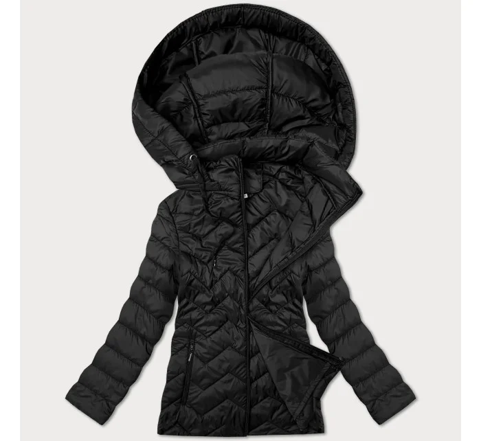 Čierna dámska prešívaná bunda s kapucňou J Style (16M9267-392)