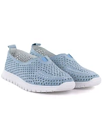 Dámske kožené ažurové modré poltopánky Vinceza 93220