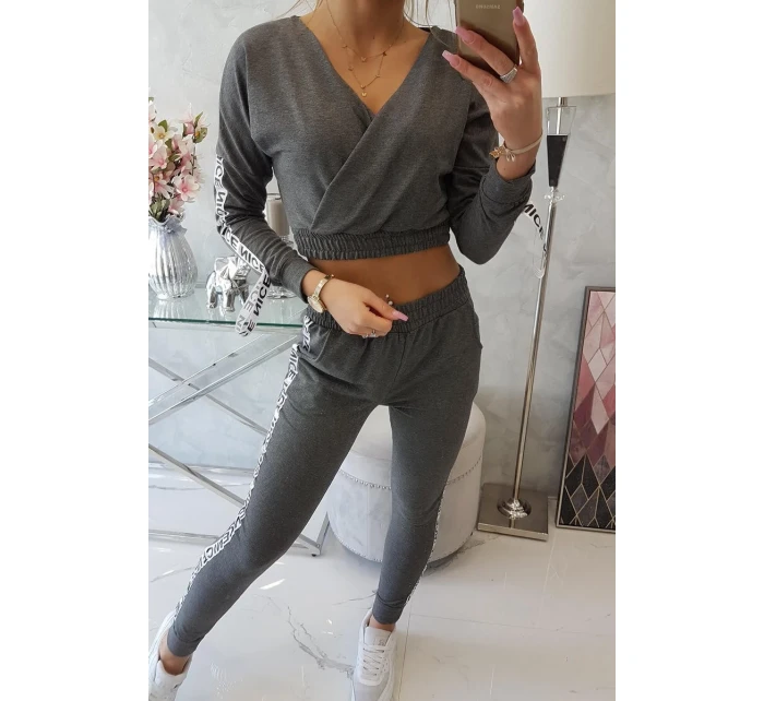 Sada s ozdobnými pásikmi grafitová melanž