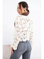 Dámský letní krajkový svetr s knoflíky a dlouhým rukávem černý Dámský letní krajkový svetr s knoflíky a dlouhým rukávem černý