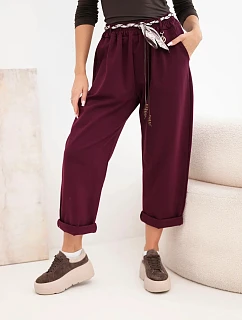 Kalhoty dámské z volné s vázáním model 22403079 - K-Fashion