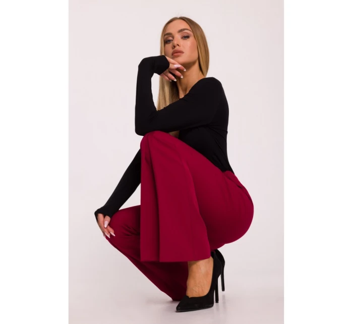 model 21295983 Kalhoty s rozšířenými nohavicemi bordó - Moe