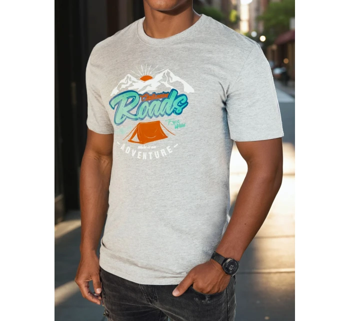 Pánské šedé tričko s potiskem Dstreet model 21973733 - FashionStreet Pánské šedé tričko s potiskem Dstreet model 21973733 - FashionStreet