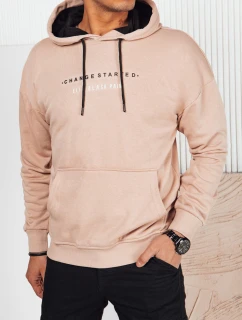 Pánska béžová mikina s potlačou FashionStreet BX5722