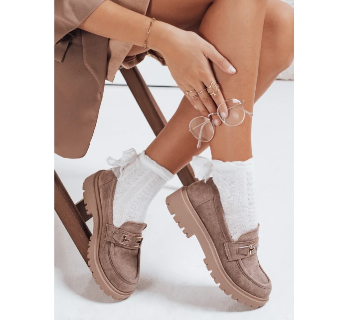 Dámské semišové béžové mokasíny Dstreet model 21992434 - FashionStreet