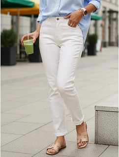 Dámske džínsy s vysokým pásom mom fit white FashionStreet uy2959