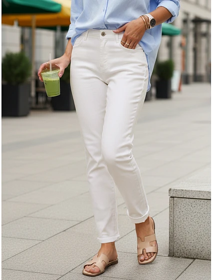 Dámske džínsy s vysokým pásom mom fit white FashionStreet uy2959