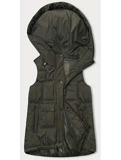 Dámska páperová vesta v khaki farbe (B8153-11)