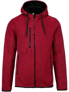 PA 365 Pánská pletená fleecová bunda s kapucí model 22423405 red melange - Kariban ProAct