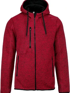 PA 365 Pánská pletená fleecová bunda s kapucí model 22423405 red melange - Kariban ProAct