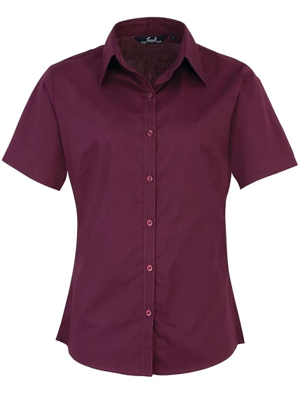 Premier PR 302 Popelínová blúzka s krátkym rukávom 39.0302 aubergine Premier PR 302 Popelínová blúzka s krátkym rukávom 39.0302 aubergine