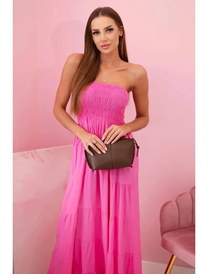 Dámske viskózové šaty s elastickým vrchným dielom ružové Dámske viskózové šaty s elastickým vrchným dielom ružové