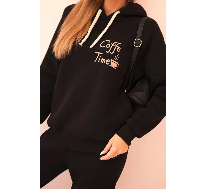 Dámska bavlnená súprava s potlačou čierna