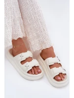 Piankowe Klapki Damskie Na Platformie Ecru Falowena Piankowe Klapki Damskie Na Platformie Ecru Falowena