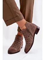 Dámske perforované členkové topánky na nízkom podpätku Vinceza 58626 dark beige Dámske perforované členkové topánky na nízkom podpätku Vinceza 58626 dark beige