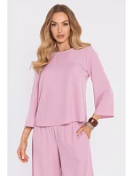M905 Elegantná blúzka s voľnými rukávmi - púdrová