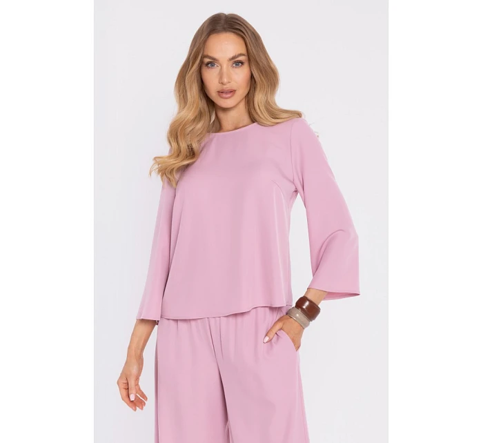 M905 Elegantná blúzka s voľnými rukávmi - púdrová