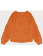 Teplá oranžová dámská mikina s mašlemi model 19742940 - MADE IN ITALY Teplá oranžová dámská mikina s mašlemi model 19742940 - MADE IN ITALY