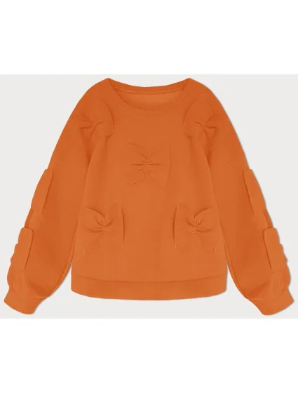 Teplá oranžová dámská mikina s mašlemi model 19742940 - MADE IN ITALY Teplá oranžová dámská mikina s mašlemi model 19742940 - MADE IN ITALY