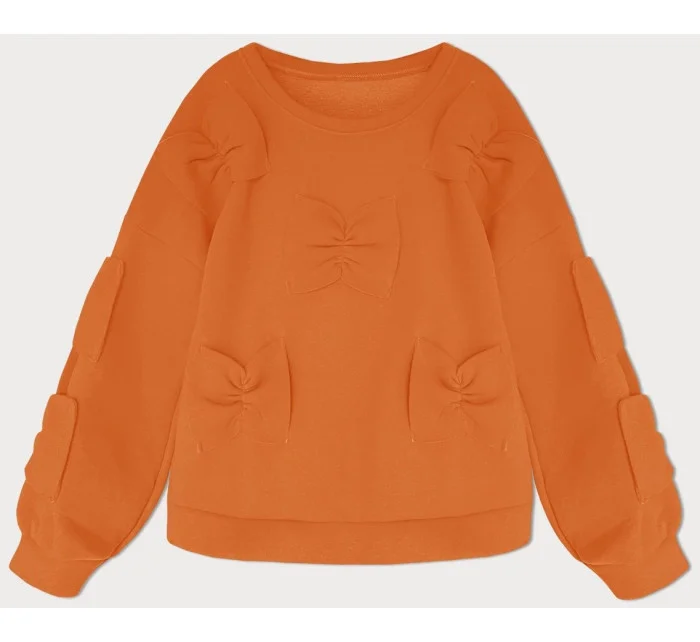 Teplá oranžová dámská mikina s mašlemi model 19742940 - MADE IN ITALY Teplá oranžová dámská mikina s mašlemi model 19742940 - MADE IN ITALY