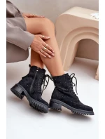 Zdobené dámské botky zateplené D&A černé model 21674415 - S.Barski Zdobené dámské botky zateplené D&A černé model 21674415 - S.Barski