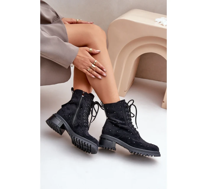 Zdobené dámské botky zateplené D&A černé model 21674415 - S.Barski Zdobené dámské botky zateplené D&A černé model 21674415 - S.Barski