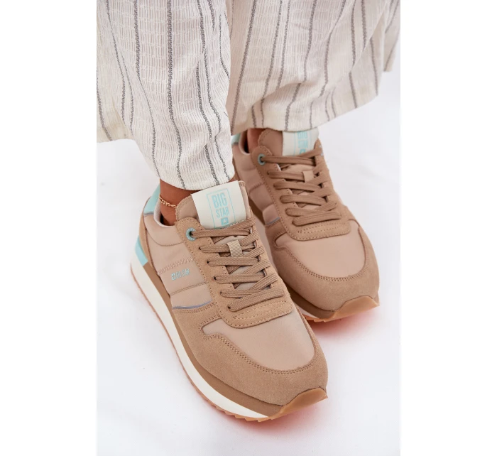 Dámské Semišové Tenisky Big Star model 21693008 HIPOLY SYSTEM Tmavě béžové - Big Star Shoes Dámské Semišové Tenisky Big Star model 21693008 HIPOLY SYSTEM Tmavě béžové - Big Star Shoes