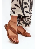 Sandały Damskie Z Naturalnej Skóry Na Płaskim Obcasie Zazoo 3564 Camel Sandały Damskie Z Naturalnej Skóry Na Płaskim Obcasie Zazoo 3564 Camel