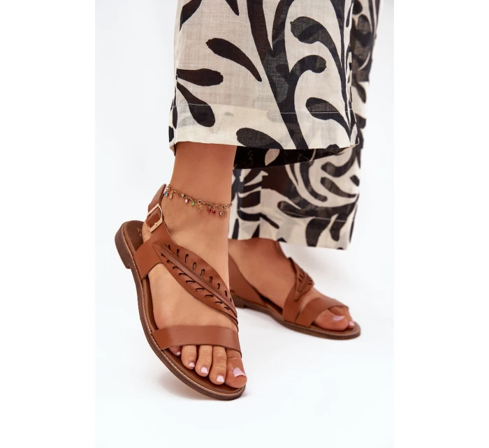 Sandały Damskie Z Naturalnej Skóry Na Płaskim Obcasie Zazoo 3564 Camel Sandały Damskie Z Naturalnej Skóry Na Płaskim Obcasie Zazoo 3564 Camel