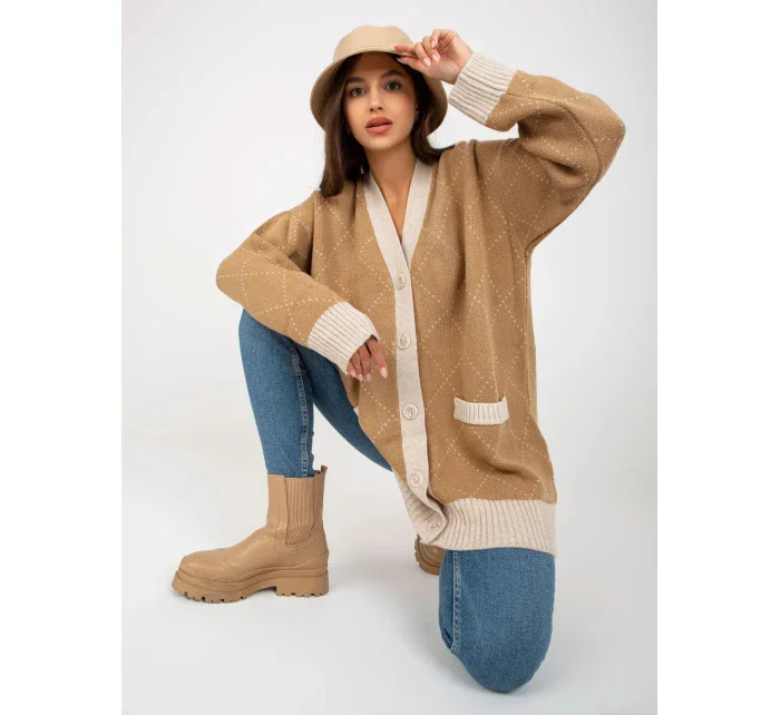 Dámsky sveter LC SW 0258.03P Hnedo-béžová - Rue Paris