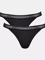 Dámske tangá GO Ribbed R C2P - BLACK - black 0004 - SLOGGI