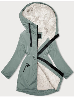 Svetlozelená dámska zimná bunda s kožušinovou podšívkou Glakate (H-2978)