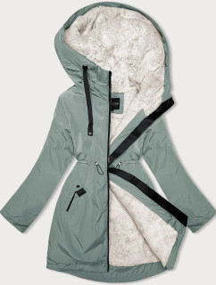 Svetlozelená dámska zimná bunda s kožušinovou podšívkou Glakate (H-2978)