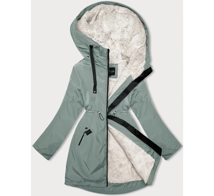 Světle zelená dámská zimní bunda s kožešinovou podšívkou Glakate model 21247441 - Miss TiTi