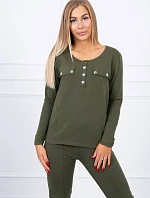 Súprava s khaki výstrihom na gombíky