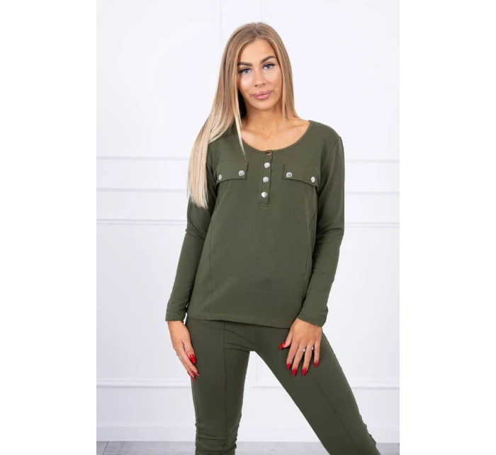 Sada s khaki výstřihem na knoflíky Sada s khaki výstřihem na knoflíky