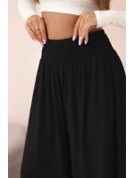 Dámske viskózové nohavice s elastickým pásom čierne
