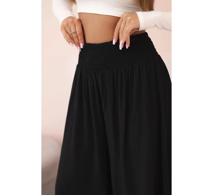 Dámske viskózové nohavice s elastickým pásom čierne