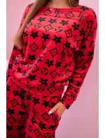 Dámska velúrová súprava s červeným monogramom