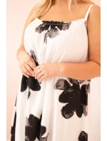 Dámské šaty na ramínka s volánem a květinovým potiskem černá Dámské šaty na ramínka s volánem a květinovým potiskem černá