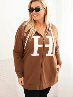 Dámska bavlnená mikina s kapucňou v nadmernej veľkosti a veľkým H Camel