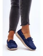 Dámské mokasíny s mašlí tmavě modré model 21650293 - VINCEZA