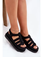 Dámské Sandály Na Platformě Eko Semišové Černé model 21696107 - Boto Dámské Sandály Na Platformě Eko Semišové Černé model 21696107 - Boto