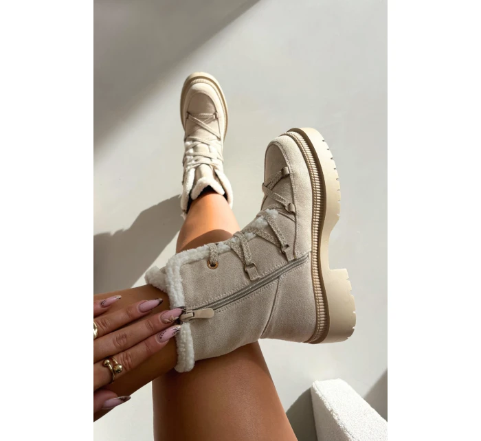 Dámské sněhule s kožíškem Béžové model 21715014 - Boto Dámské sněhule s kožíškem Béžové model 21715014 - Boto