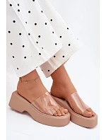 Dámské sandály na platformě s páskem Béžové model 22107240 - Boto