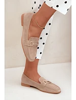 Mokasiny Loafersy Dámské S Ozdobným Prvkem Béžové Evelora Mokasiny Loafersy Dámské S Ozdobným Prvkem Béžové Evelora