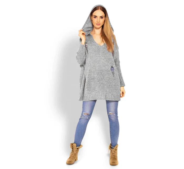 Dlhý sveter model 114560 PeeKaBoo